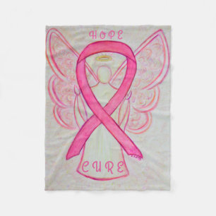 Pink Awareness Ribbon Angel Cancer Chemo Blanket
