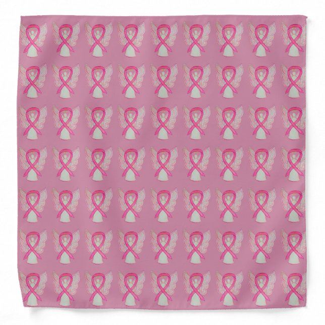 Pink Awareness Ribbon Angel Custom Bandanas (Front)