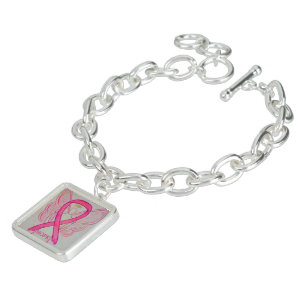 Pink Awareness Ribbon Angel Jewerly Charm Bracelet