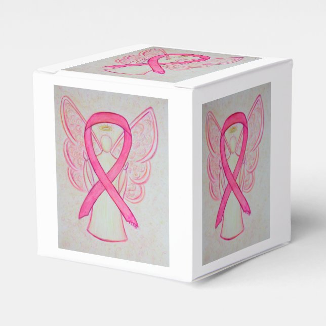 Pink Awareness Ribbon Angel Party Favor Box (Front Side)