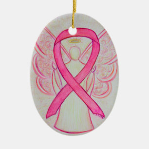 Pink Awareness Ribbon Angel Pendant Ornament