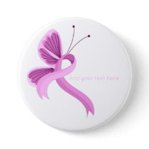 Pink Awareness Ribbon Butterfly  Button