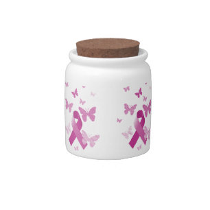 Pink Awareness Ribbon Candy Jar