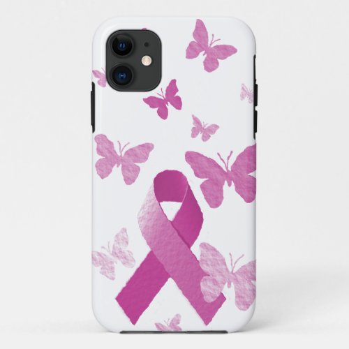 Pink Awareness Ribbon iPhone 11 Case