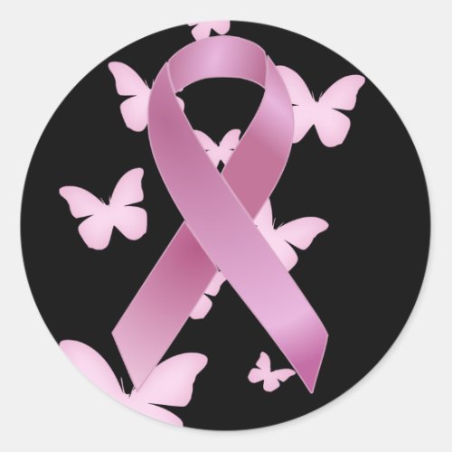 Pink Awareness Ribbon Classic Round Sticker