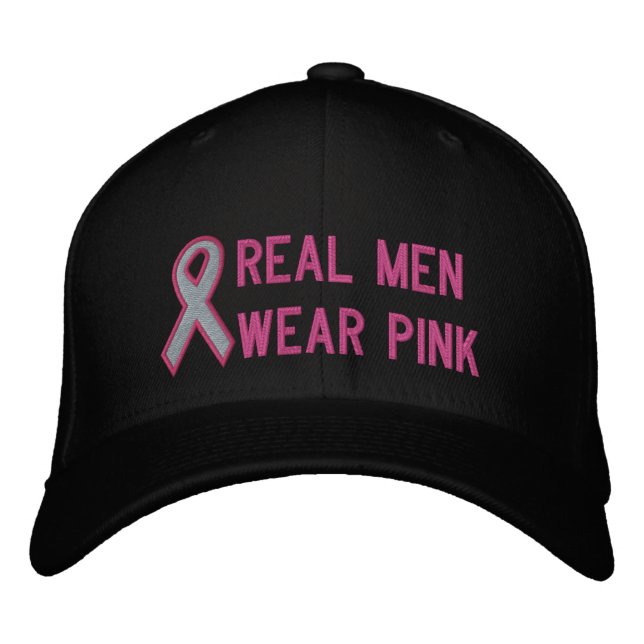 Pink Awareness Ribbon Embroidered Baseball Hat (Front)