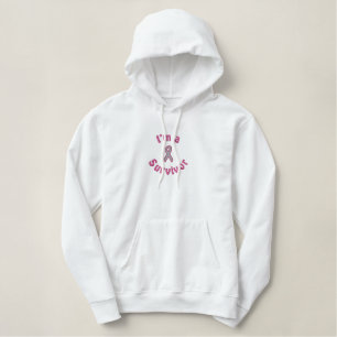 Pink Awareness Ribbon Embroidered Hoodie