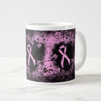 Pink Awareness Ribbon Grunge Heart Giant Coffee Mug