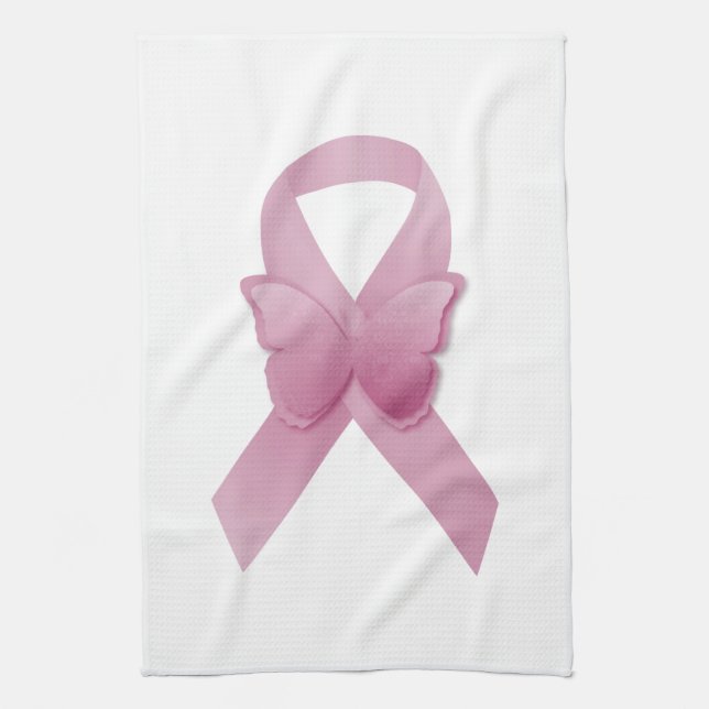 Pink Awareness Ribbon Kitchen Towel (Vertical)