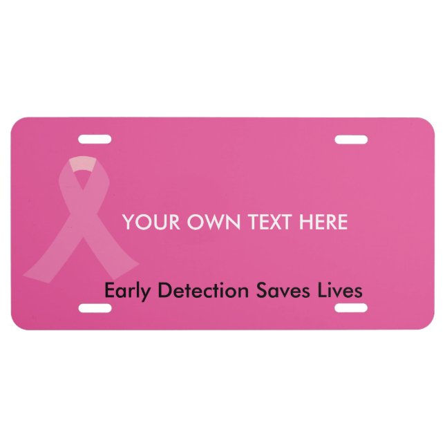 Pink Awareness Ribbon License Plate (Front)