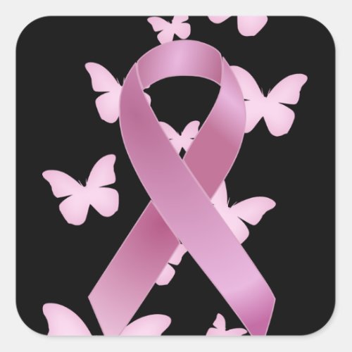 Pink Awareness Ribbon Square Sticker