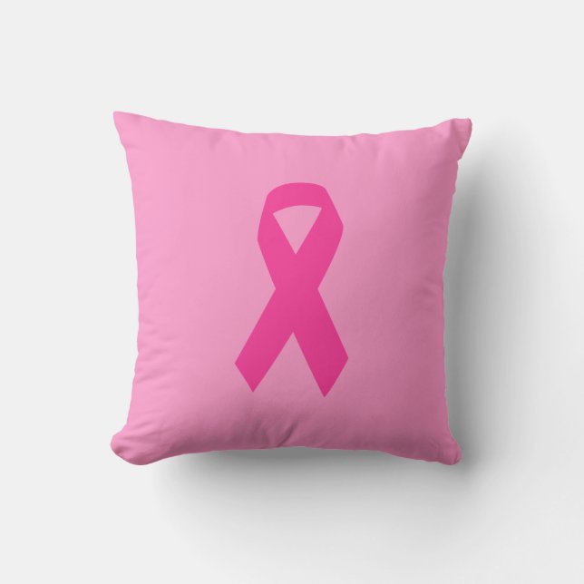 Pink Awareness Ribbon Throw Pillow (Front)