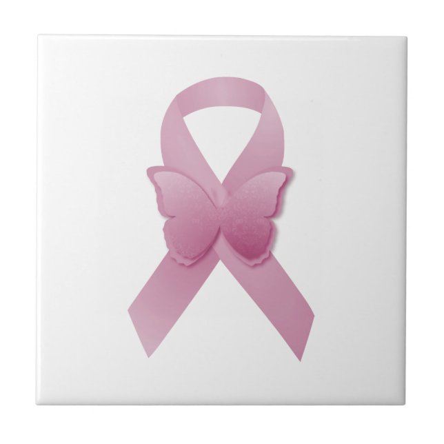 Pink Awareness Ribbon Tile (Front)