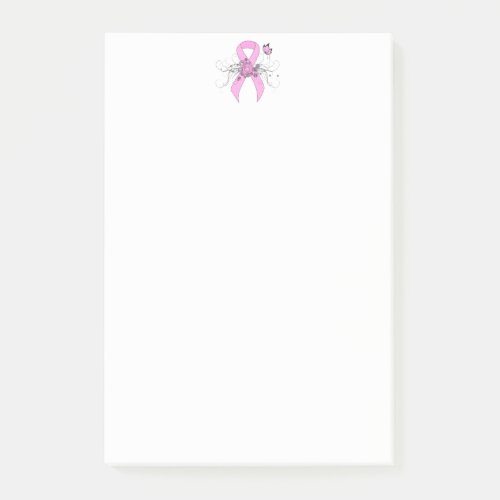 Pink Awareness Ribbon with Butterfly Post_it Notes