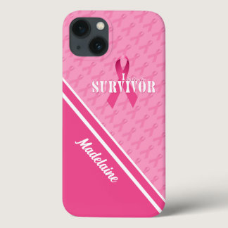 Pink Awarness Ribbon with Name iPhone 13 Case