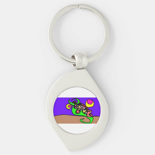 Pink axolotl art keychain (Front)