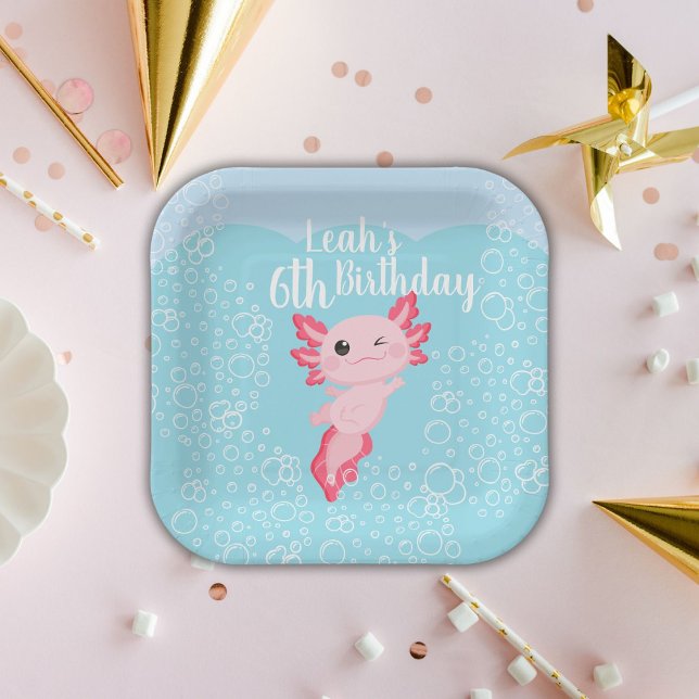 Pink Axolotl Birthday Party Paper Plates (Creator Uploaded)