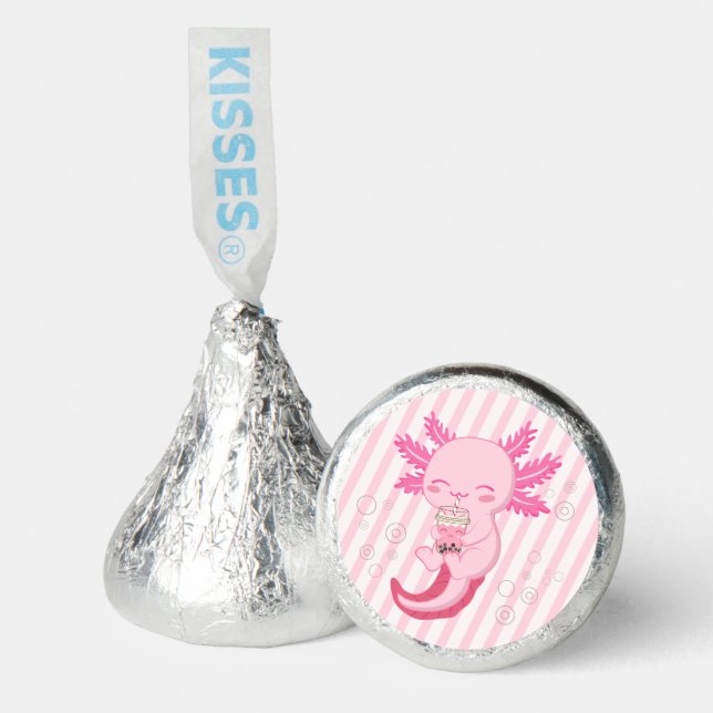 Pink Axolotl Boba Tea Birthday Party Hershey®'s Kisses® (Front)