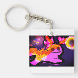 Pink axolotl fun wave keychain