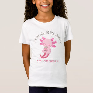 Pink Axolotl Girls Birthday Party Boba Tea Par-tea T-Shirt