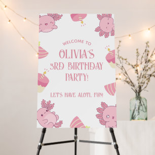 Pink Axolotl Kids Girl Birthday Party Welcome Foam Board