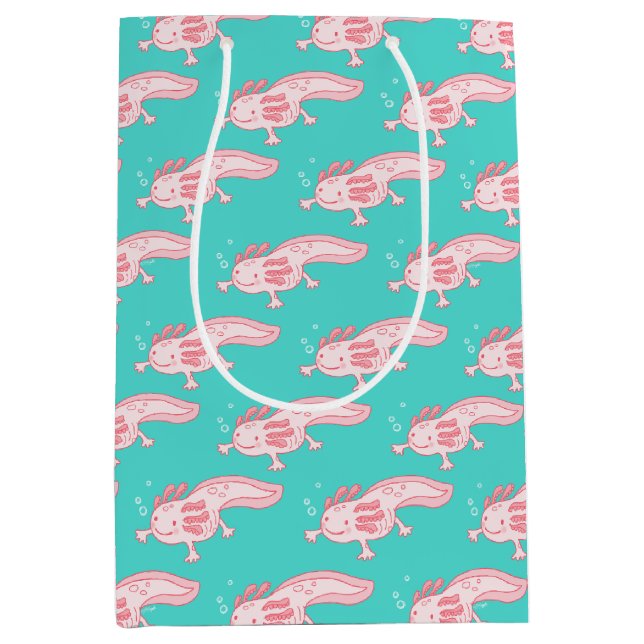 Pink Axolotl Pattern Medium Gift Bag (Front)