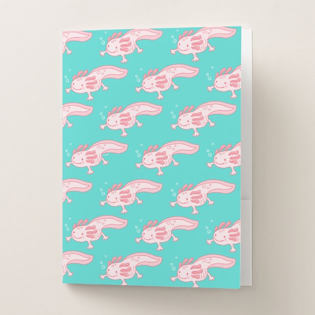 Pink Axolotl Pattern Pocket Folder (Front)