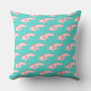 Pink Axolotl Pattern Throw Pillow