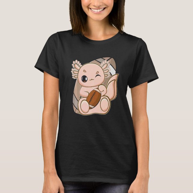 Pink Axolotl Plays Fantasy Football For Center Gua T-Shirt (Front)