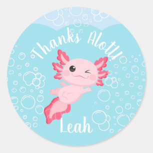 Pink Axolotl Underwater Birthday Party Favor Classic Round Sticker