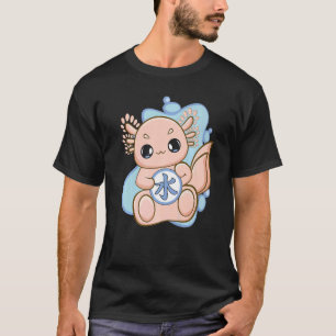 Pink Axolotl With Water Kanji For Japanese Otaku T-Shirt