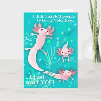 Pink Axolotls Custom Valentine's Day Card by creativetaylor at Zazzle