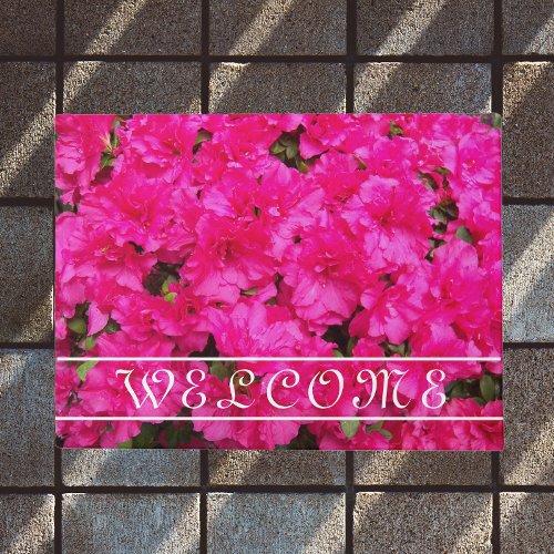 Pink Azalea Blooms Floral Welcome Doormat