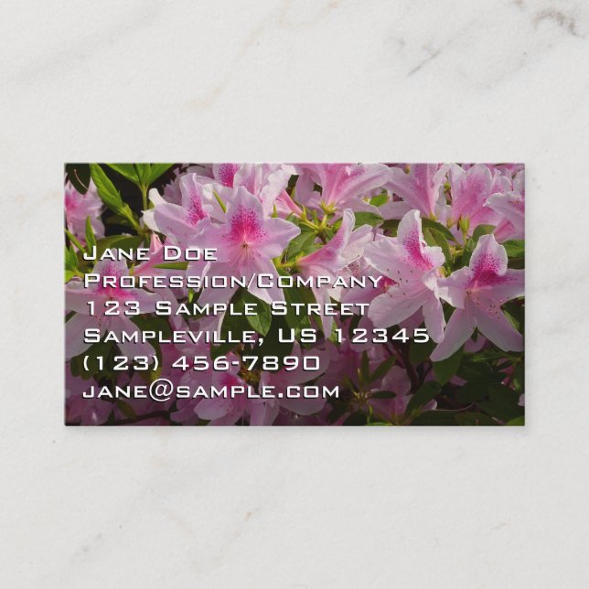 Pink Azalea Bush Spring Floral Business Card (Front)