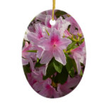 Pink Azalea Bush Spring Floral Ceramic Ornament