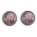 Pink Azalea Bush Spring Floral Cufflinks