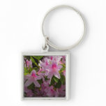 Pink Azalea Bush Spring Floral Keychain