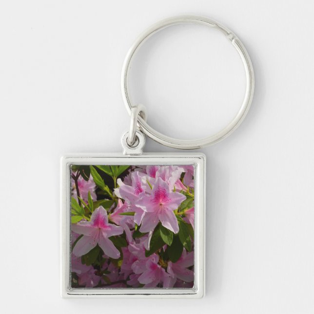 Pink Azalea Bush Spring Floral Keychain (Front)
