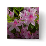 Pink Azalea Bush Spring Floral Pinback Button