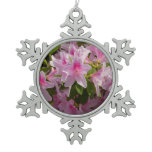 Pink Azalea Bush Spring Floral Snowflake Pewter Christmas Ornament
