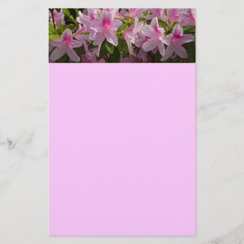 Pink Azalea Bush Spring Floral Stationery by mlewallpapers at Zazzle