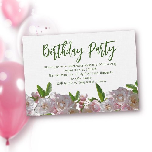 Pink Azalea Flowers Her Birthday Party Invitation