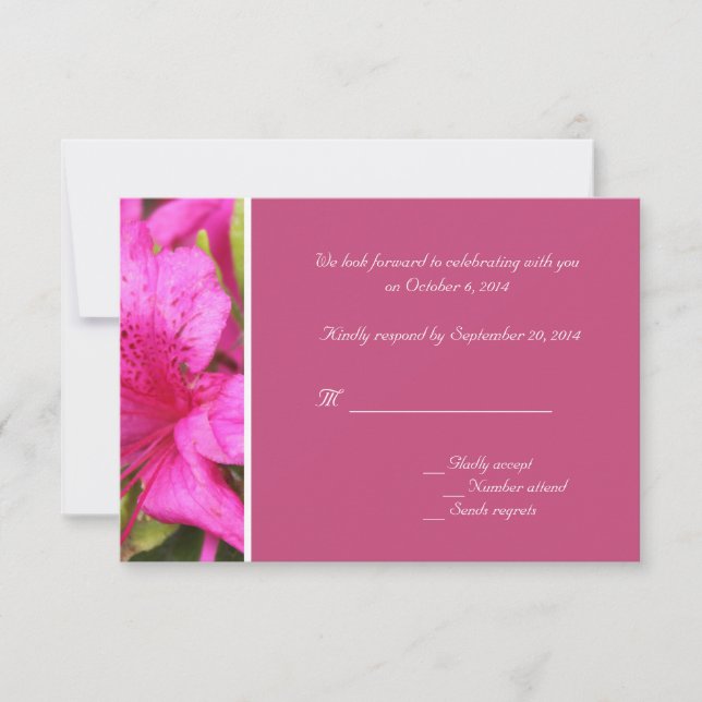 Pink azalea flowers RSVP weddings Invitation (Front)