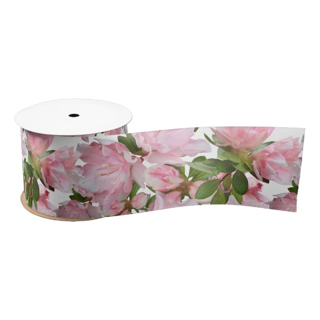 Pink Azalea Flowers Wedding Craft Ribbon (Spool)
