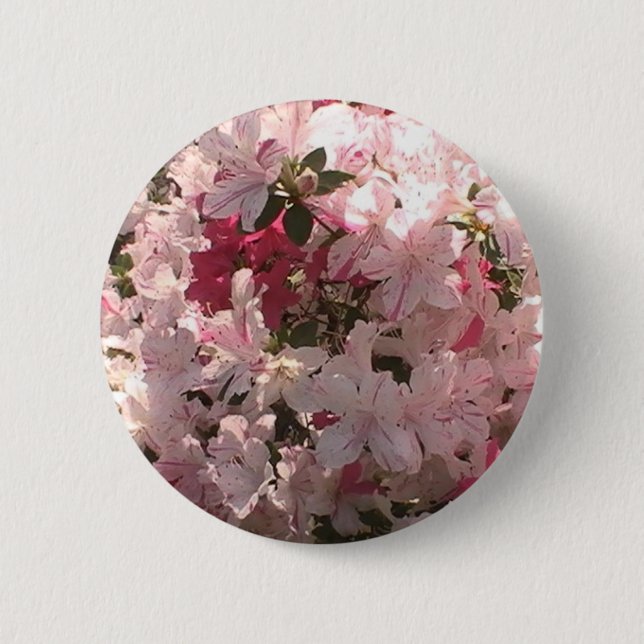 Pink Azalea Pinback Button (Front)