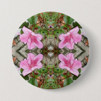 Pink Azaleas 1E kaleidoscope 3 Pinback Button