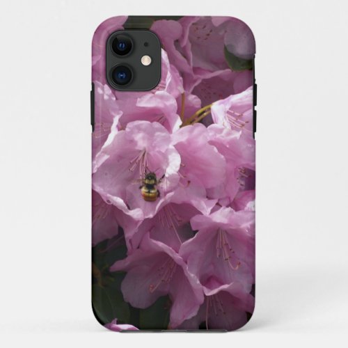Pink Azaleas  Bee Rhododendron Garden Flowers iPhone 11 Case