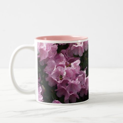 Pink Azaleas  Bee Rhododendron Garden Flowers Two_Tone Coffee Mug