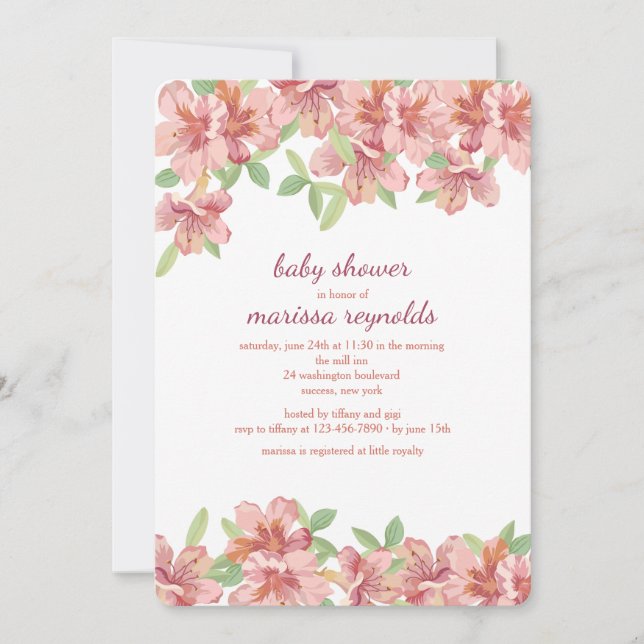 Pink Azaleas Invitation (Front)