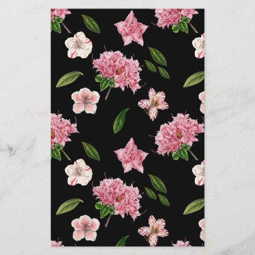 Pink Azaleas Petunias Floral Scrapbooking Paper